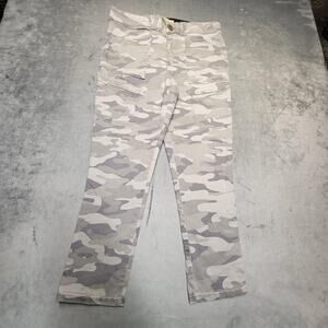 Democracy Pants Womens 10 Gray Camouflage Cargo Twill Slim Stretch Pockets